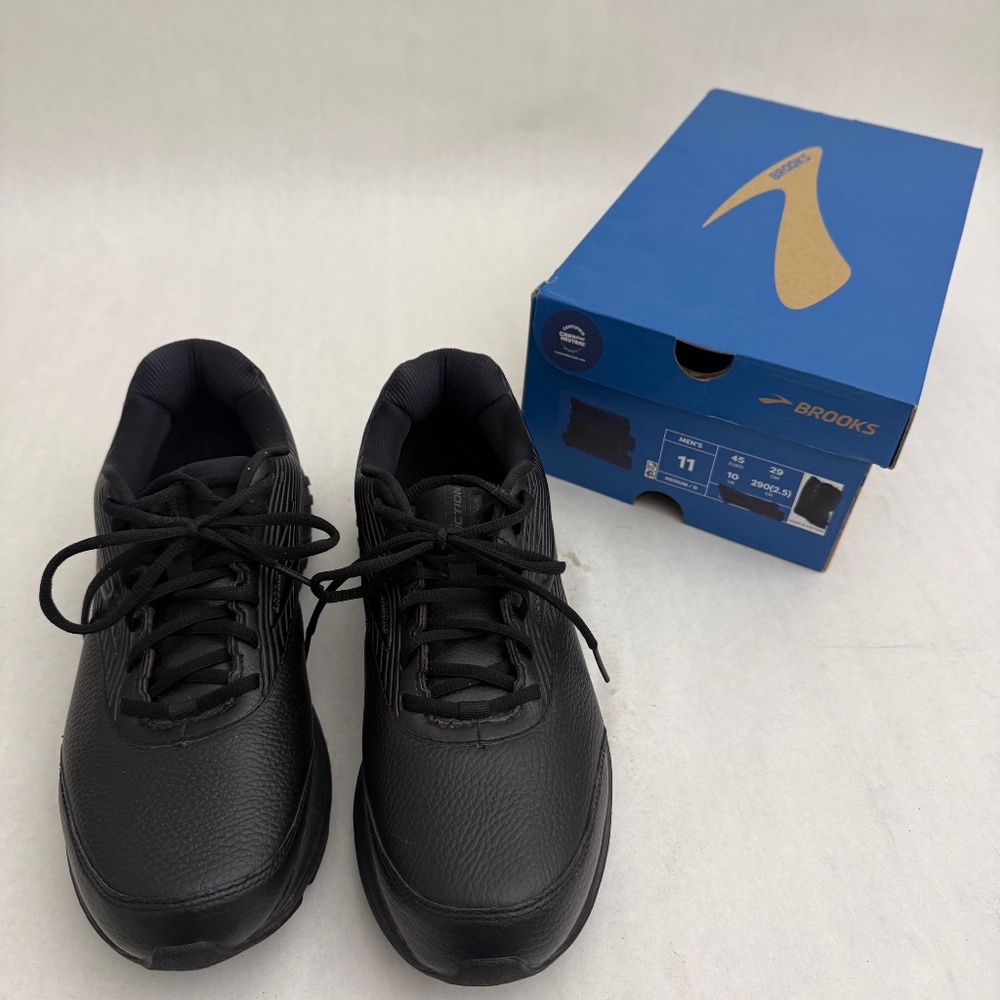 Brooks Addiction Walker 2 Mens Black Leather Walking Shoes Size 11D Worn Twice